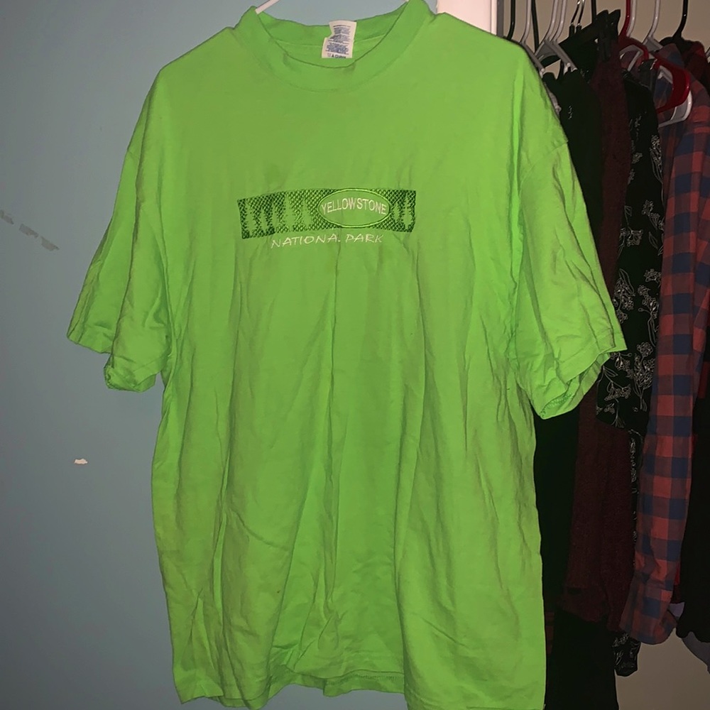 Lime green Yellowstone national park t-shirt
